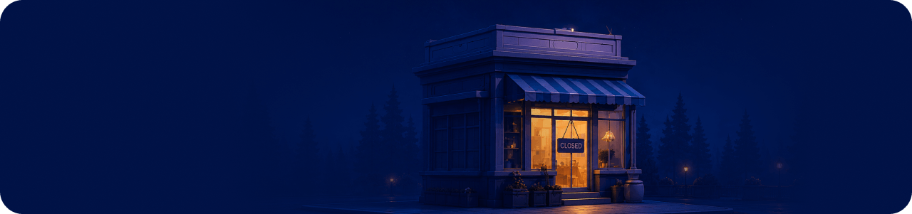Storefront glowing at night