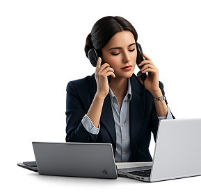 Human receptionist on the phone